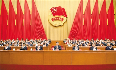 6月26日，中国共产主义青年团第十八次全国代表大会在北京人民大会堂开幕。习近平、李克强、栗战书、汪洋、王沪宁、赵乐际、韩正等在主席台就座，祝贺大会召开。 　　新华社记者 李学仁摄