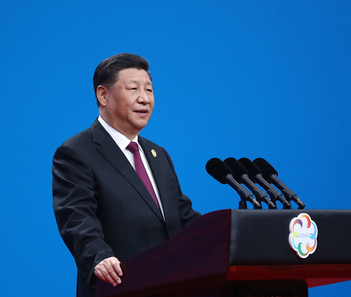 5月15日,国家主席习近平在北京国家会议中心出席亚洲文明对话大会开幕式,并发表题为《深化文明交流互鉴 共建亚洲命运共同体》的主旨演讲。新华社记者 鞠鹏 摄