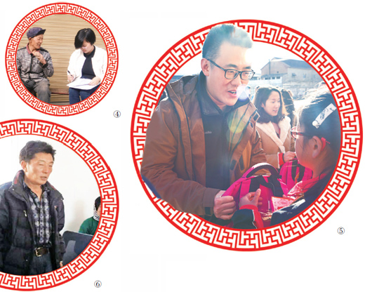 图④：梅杰（右）在了解扶贫产业发展情况。 　　图⑤：杨远帆（左一）为贫困学生送去学习用品。 　　图⑥：南赛在村委会研究扶贫工作。 　　资料照片