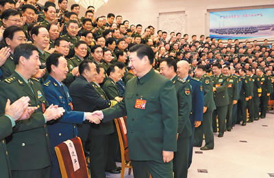 习近平指出,中国特色社会主义进入了新时代,国防和军队建设也进入了新时代,要确保到2020年基本实现机械化,信息化建设取得重大进展,战略能力有大的提升,力争到2035年基本实现国防和军队现代化,到本世纪中叶把人民军队全面建成世界一流军队,要认真学习贯彻党的十九大精神,深入学习贯彻新时代党的强军思想,坚定不移走中国特色强军之路,全面推进国防和军队现代化,为实现党在新时代的强军目标,实现中华民族伟大复兴的中国梦而努力奋斗,廉政新闻